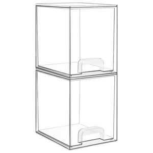 7.6" H Clear Stackable Storage Drawers, 2 Pack Plastic Organizers Bins For🐬
